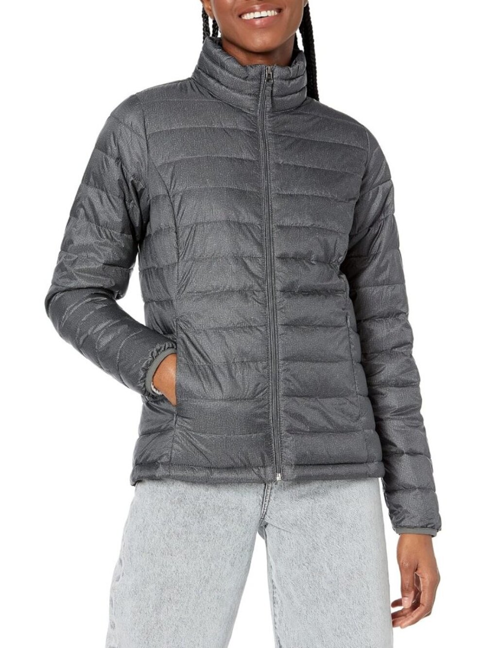 Lightweight Long-Sleeve Water-Resistant Packable Puffer Jacket, Plus Size